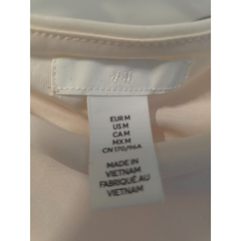 H&M Cream Ruched Blouse – Size M – Fall Minimal Chic Essential - Picture 3 of 6